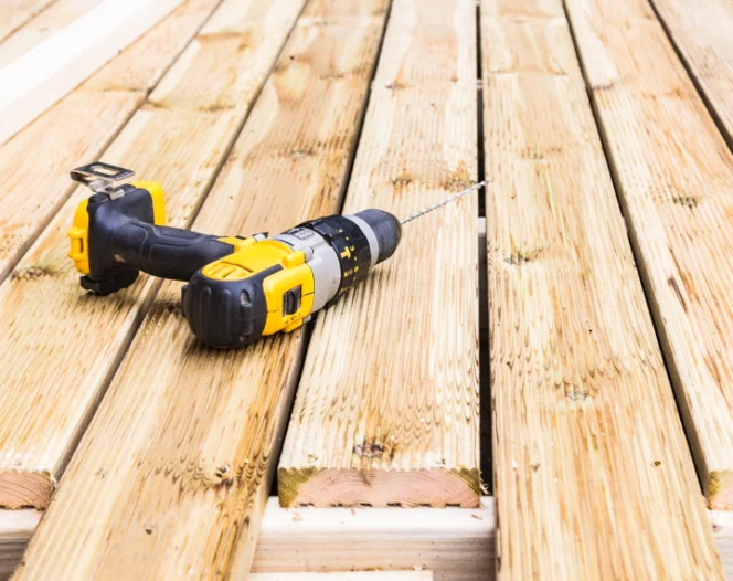 drill in a deck flooring